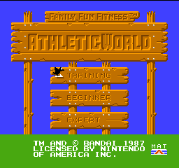 Athletic World title screen for NES